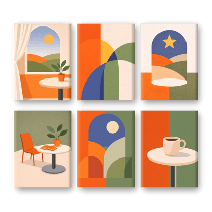 6 Mini Paintings - Calm Geometry Set- Paint by Numbers