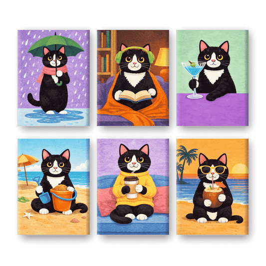 6 Mini Paintings - Cat Moments Set- Paint by Numbers
