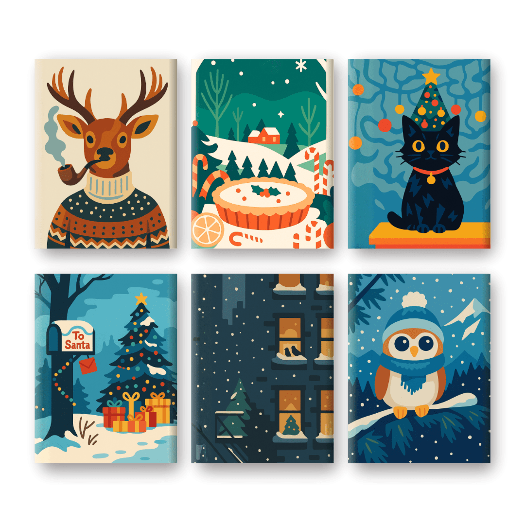 6 Mini Paintings | Christmas Charm Set- Paint by Numbers