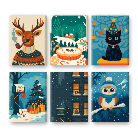 6 Mini Paintings | Christmas Charm Set- Paint by Numbers