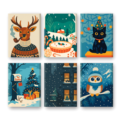6 Mini Paintings | Christmas Charm Set