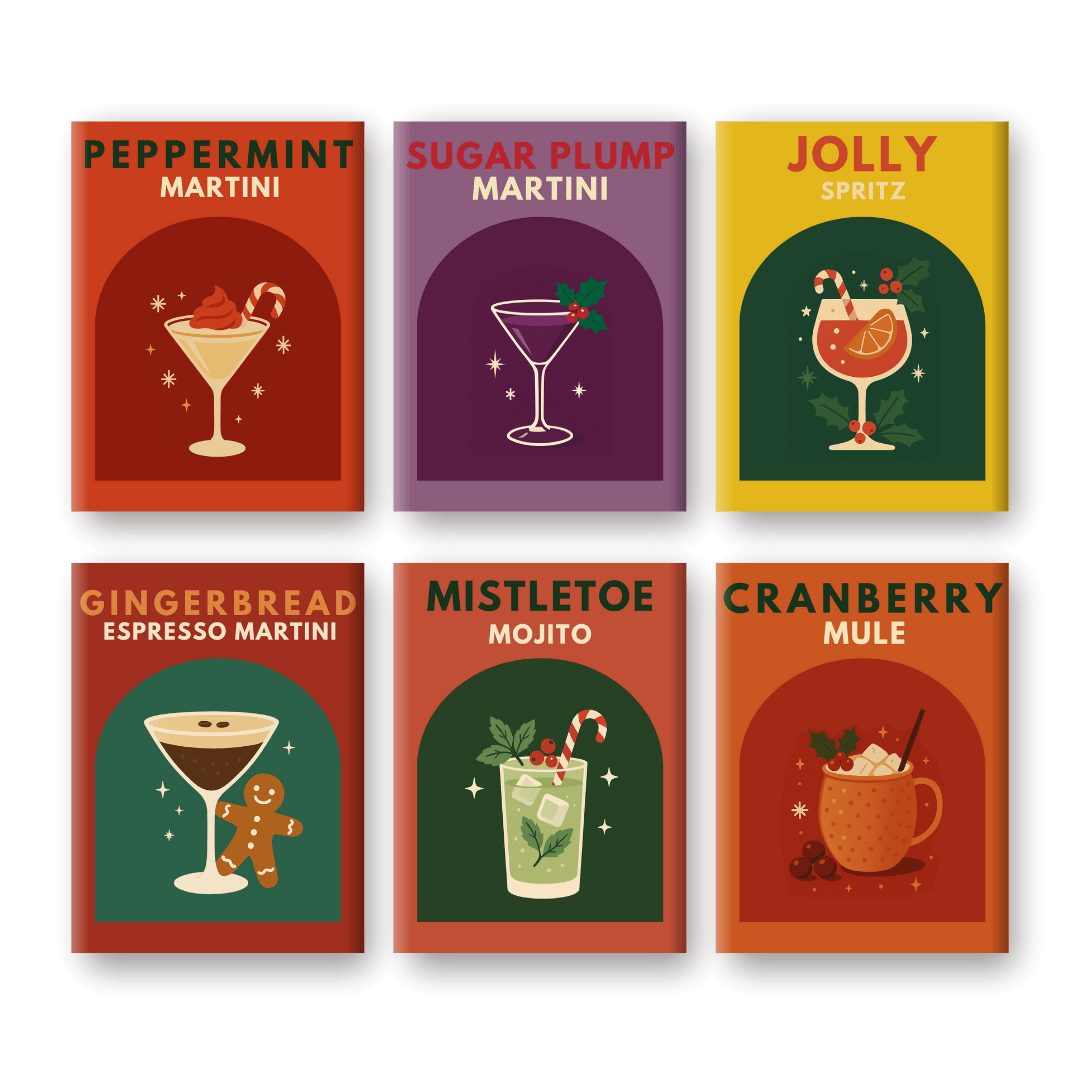 6 Mini Paintings - Christmas Cocktails Set-Paint by numbers