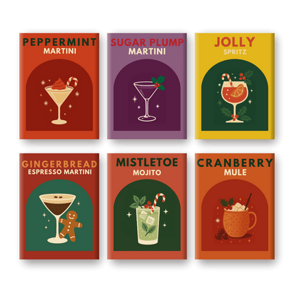 6 Mini Paintings - Christmas Cocktails Set-Paint by numbers