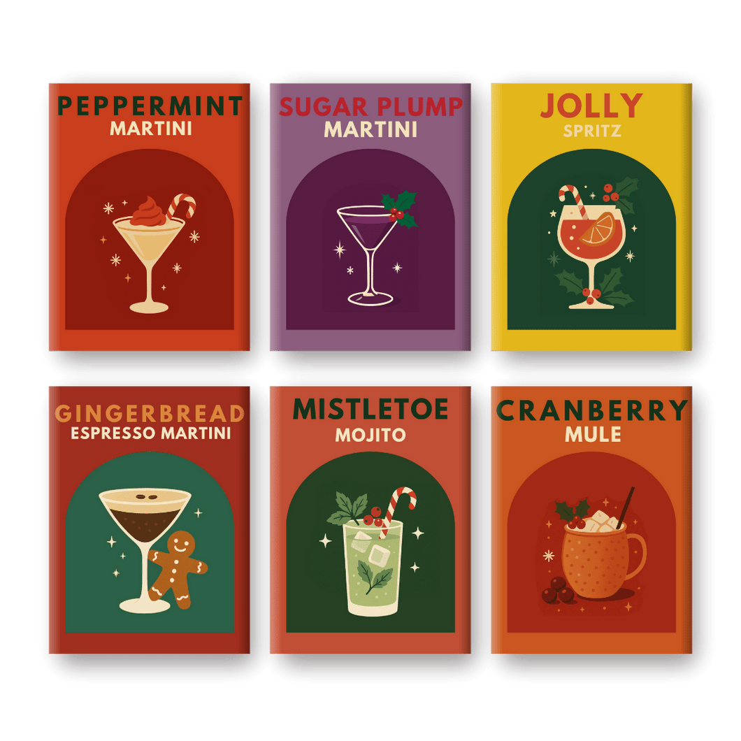 6 Mini Paintings   Christmas Cocktails Set