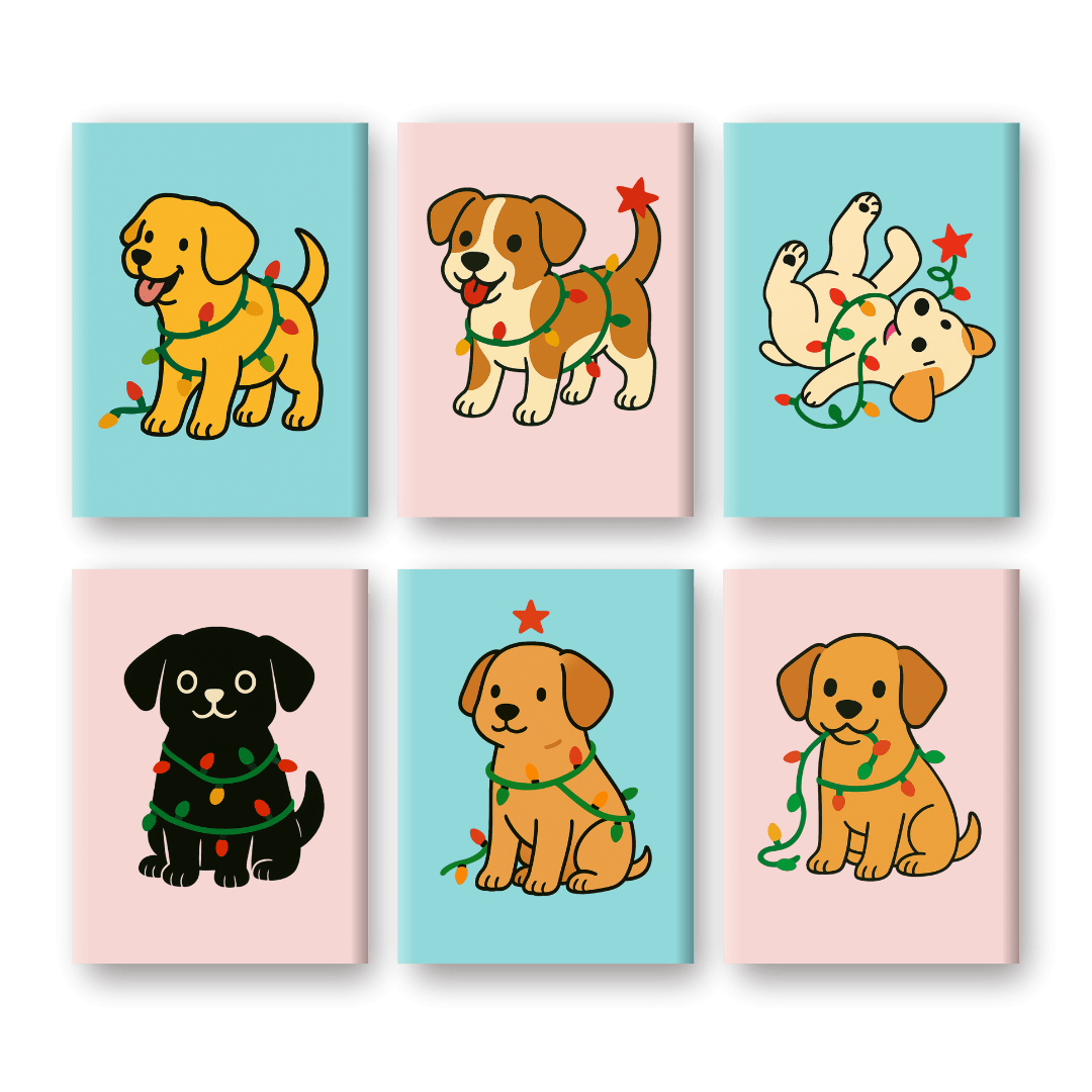 6 Mini Paintings | Christmas Puppies Set- Paint by Numbers