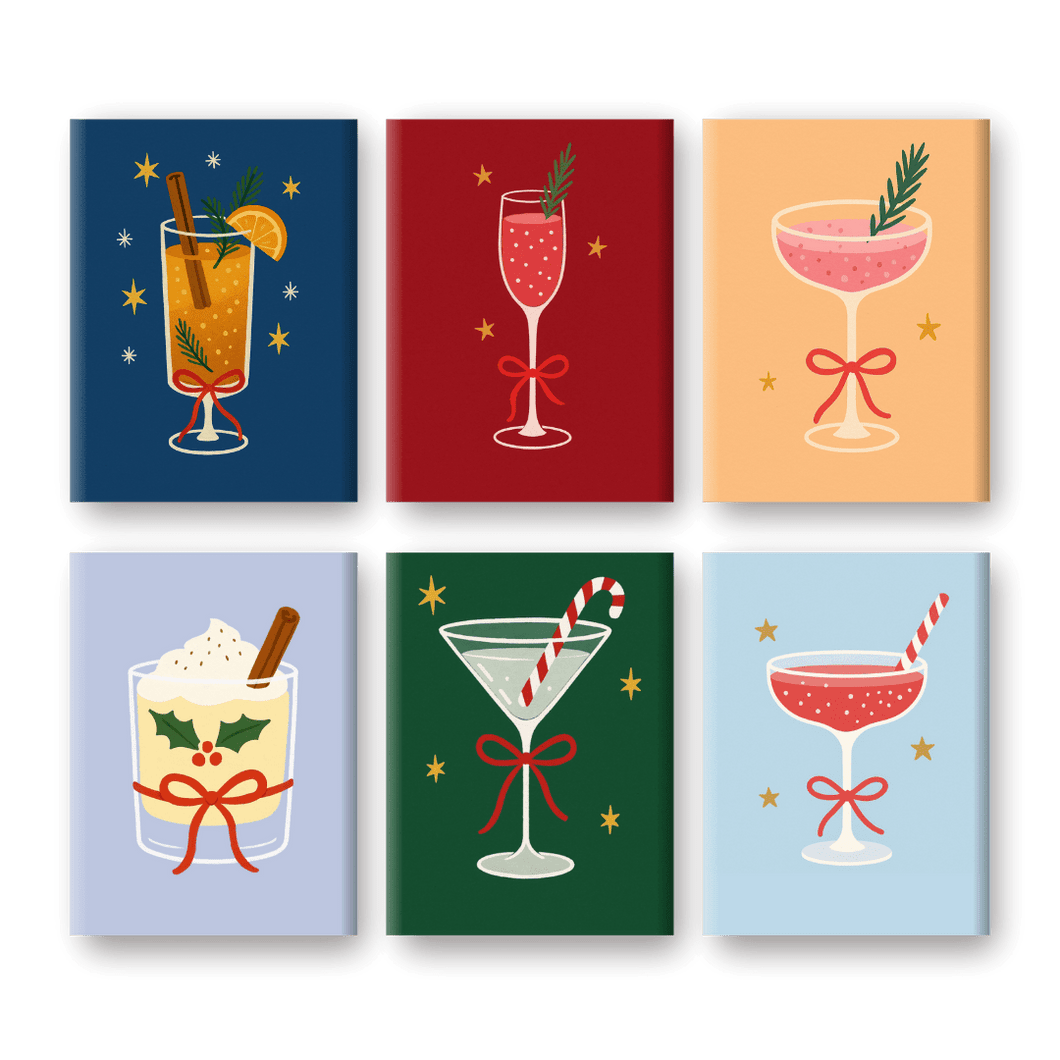 6 Mini Paintings   Classic Christmas Cocktails Set