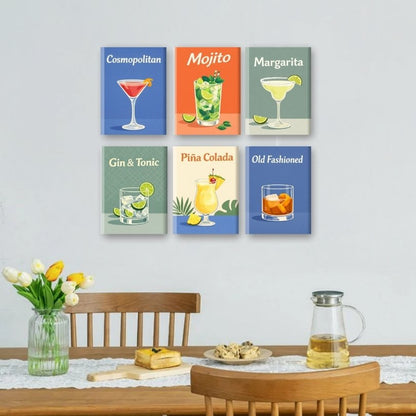 6 Mini Paintings - Cocktail Drinks Set