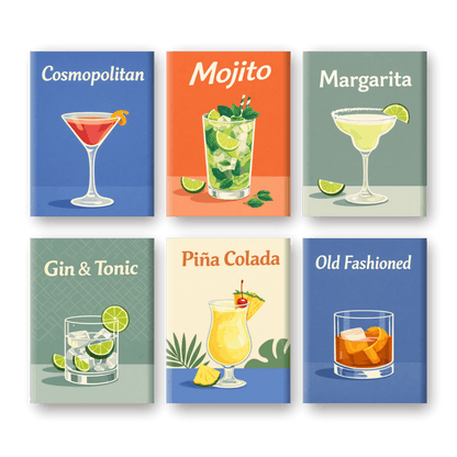 6 Mini Paintings - Cocktail Drinks Set- Paint by Numbers