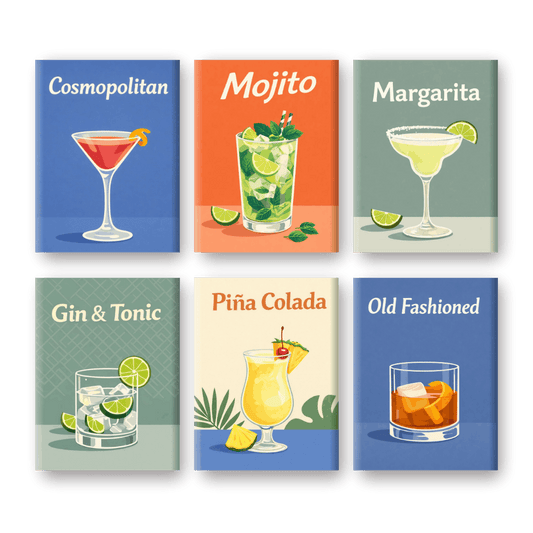 6 Mini Paintings - Cocktail Drinks Set- Paint by Numbers