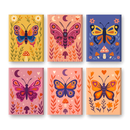 6 Mini Paintings - Colorful Butterflies Set- Paint by Numbers