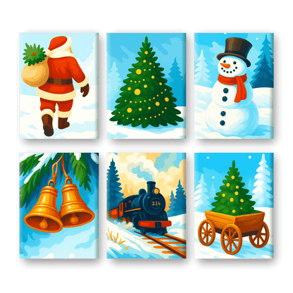 6 Mini Paintings | Colorful Christmas Set- Paint by Numbers