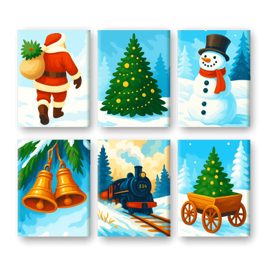 6 Mini Paintings | Colorful Christmas Set