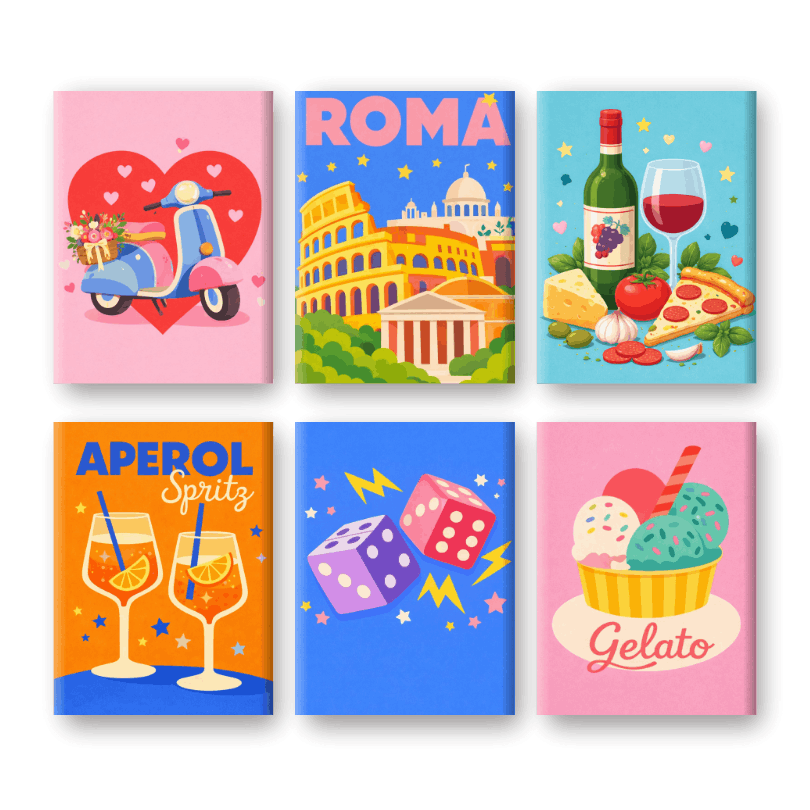 6 Mini Paintings - Colorful Italy Set- Paint by Numbers