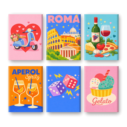 6 Mini Paintings - Colorful Italy Set- Paint by Numbers