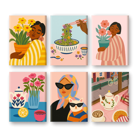 6 Mini Paintings | Colorful Lifestyle Set- Paint by Numbers