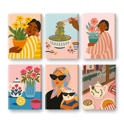 6 Mini Paintings | Colorful Lifestyle Set