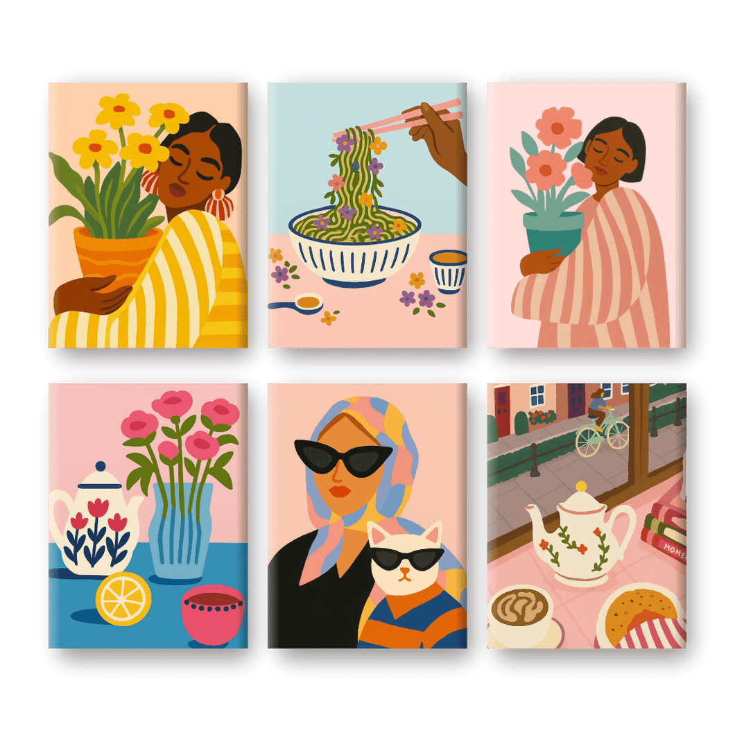 6 Mini Paintings | Colorful Lifestyle Set