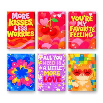 6 Mini Paintings - Colorful Love Set- Paint by Numbers
