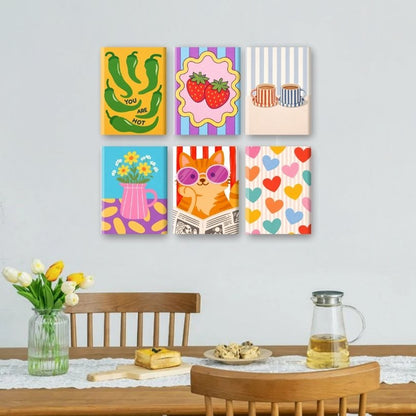 6 Mini Paintings -  Colorful Mood Set