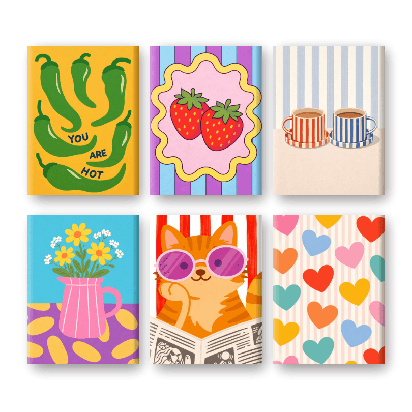 6 Mini Paintings - Colorful Mood Set- Paint by Numbers