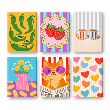 6 Mini Paintings - Colorful Mood Set- Paint by Numbers