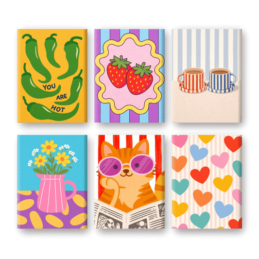6 Mini Paintings - Colorful Mood Set- Paint by Numbers