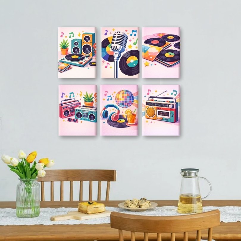 アート・デザイン・音楽 Small projects 6 Mini Paintings - Colorful Music Set – Diy Art Club