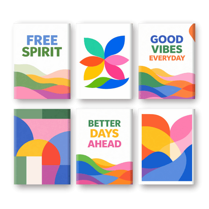 6 Mini Paintings - Colorful & Abstract Set- Paint by Numbers