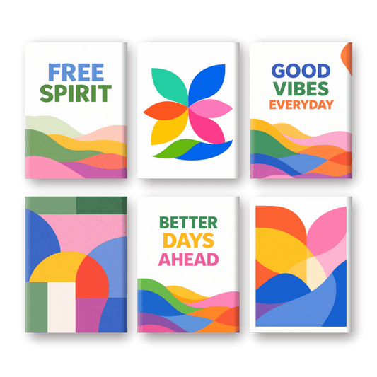 6 Mini Paintings - Colorful & Abstract Set- Paint by Numbers
