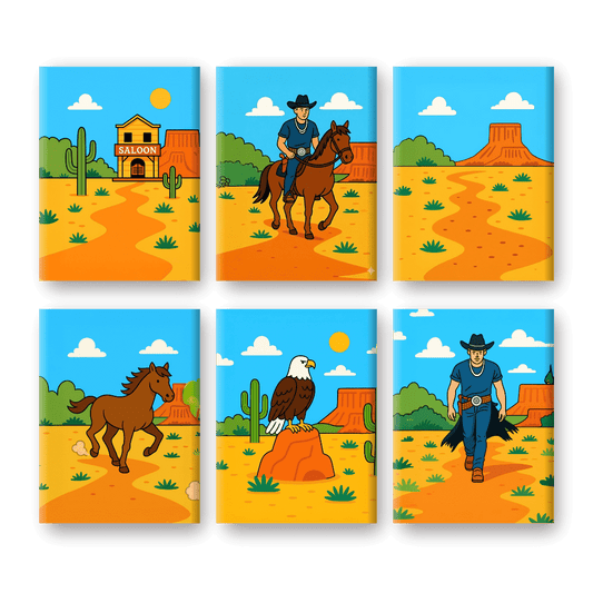 6 Mini Paintings - Cowboy Saloon Set- Paint by Numbers