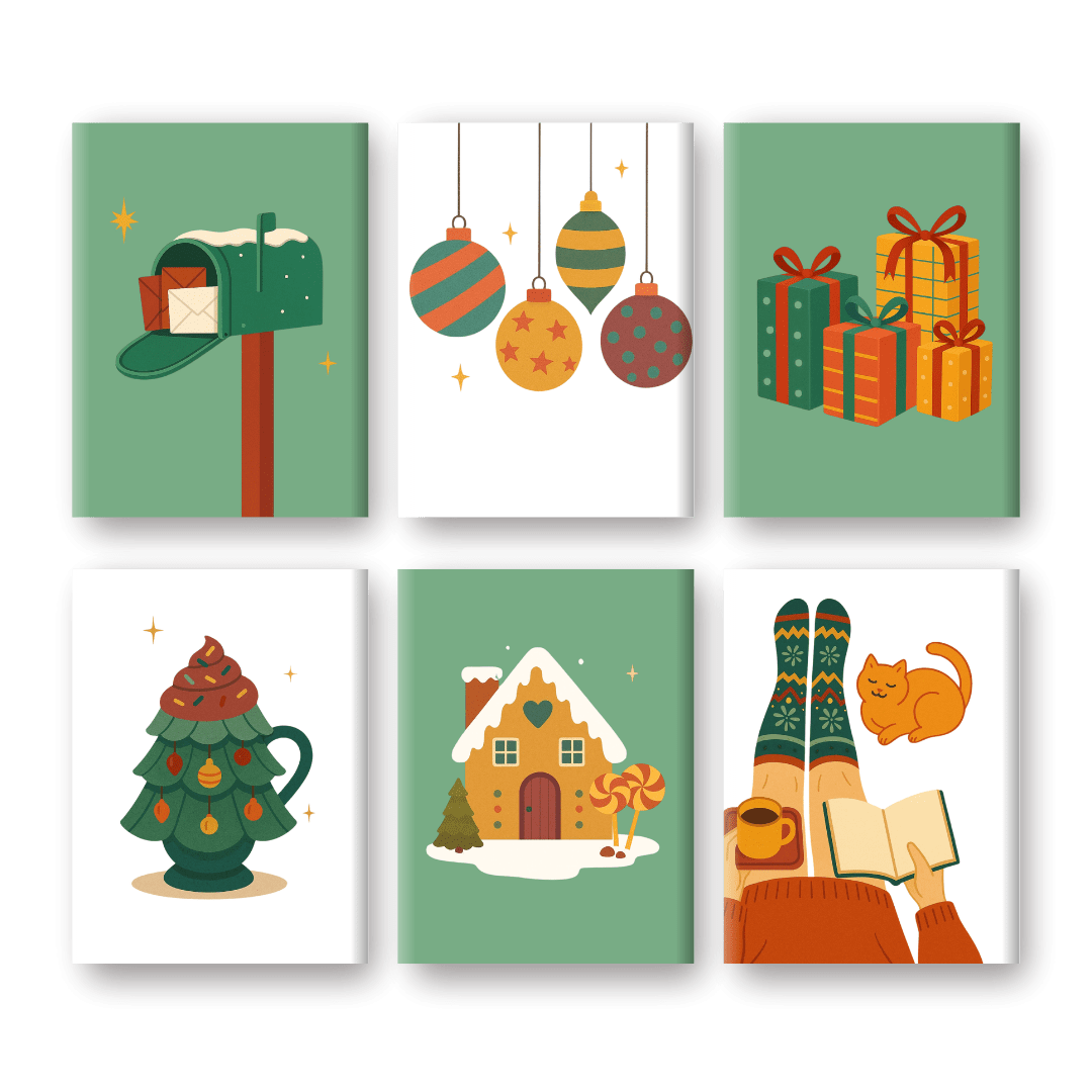 6 Mini Paintings - Cozy Christmas Season Set- Paint by Numbers