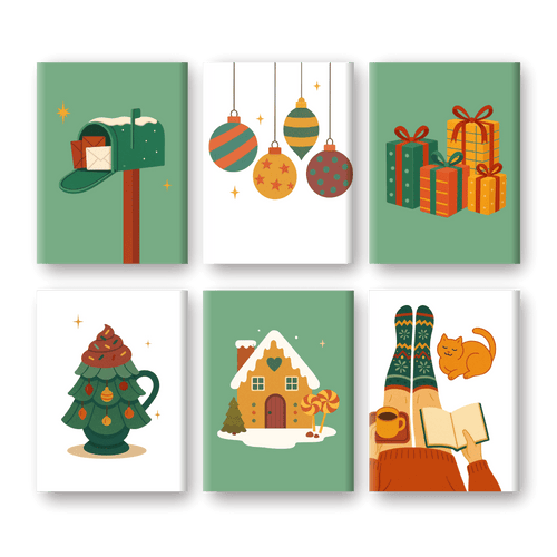 6 Mini Paintings - Cozy Christmas Season Set