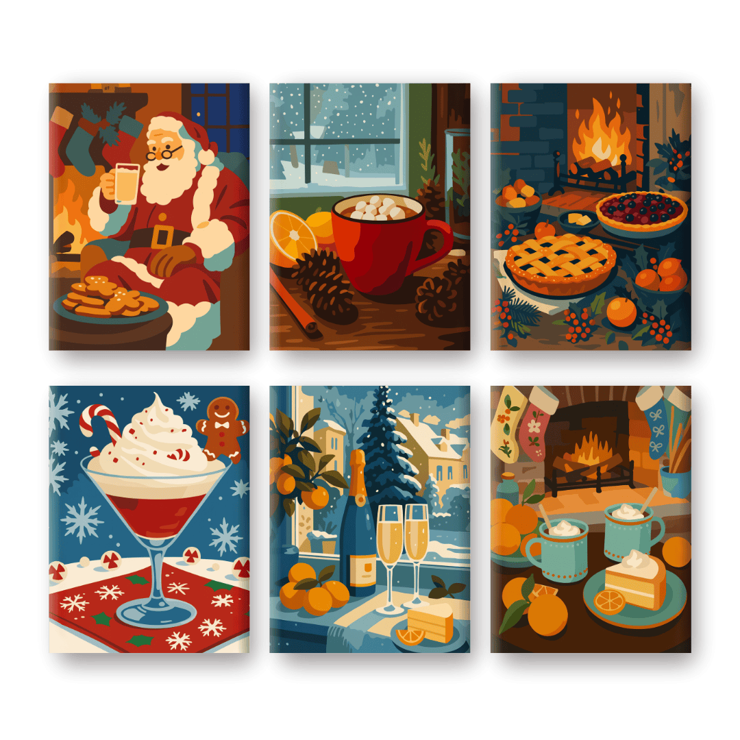 6 Mini Paintings - Cozy Christmas Set-Paint by numbers
