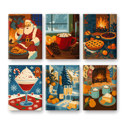 6 Mini Paintings - Cozy Christmas Set-Paint by numbers