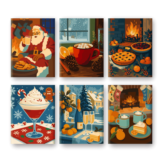 6 Mini Paintings - Cozy Christmas Set-Paint by numbers