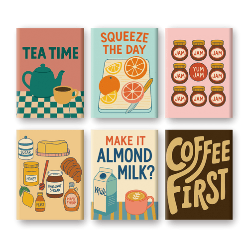 6 Mini Paintings - Cozy Morning Set