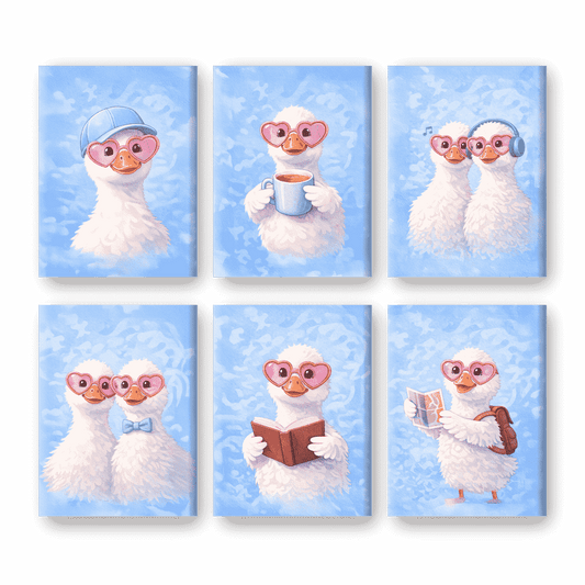 6 Mini Paintings - Cute Goose Set- Paint by Numbers