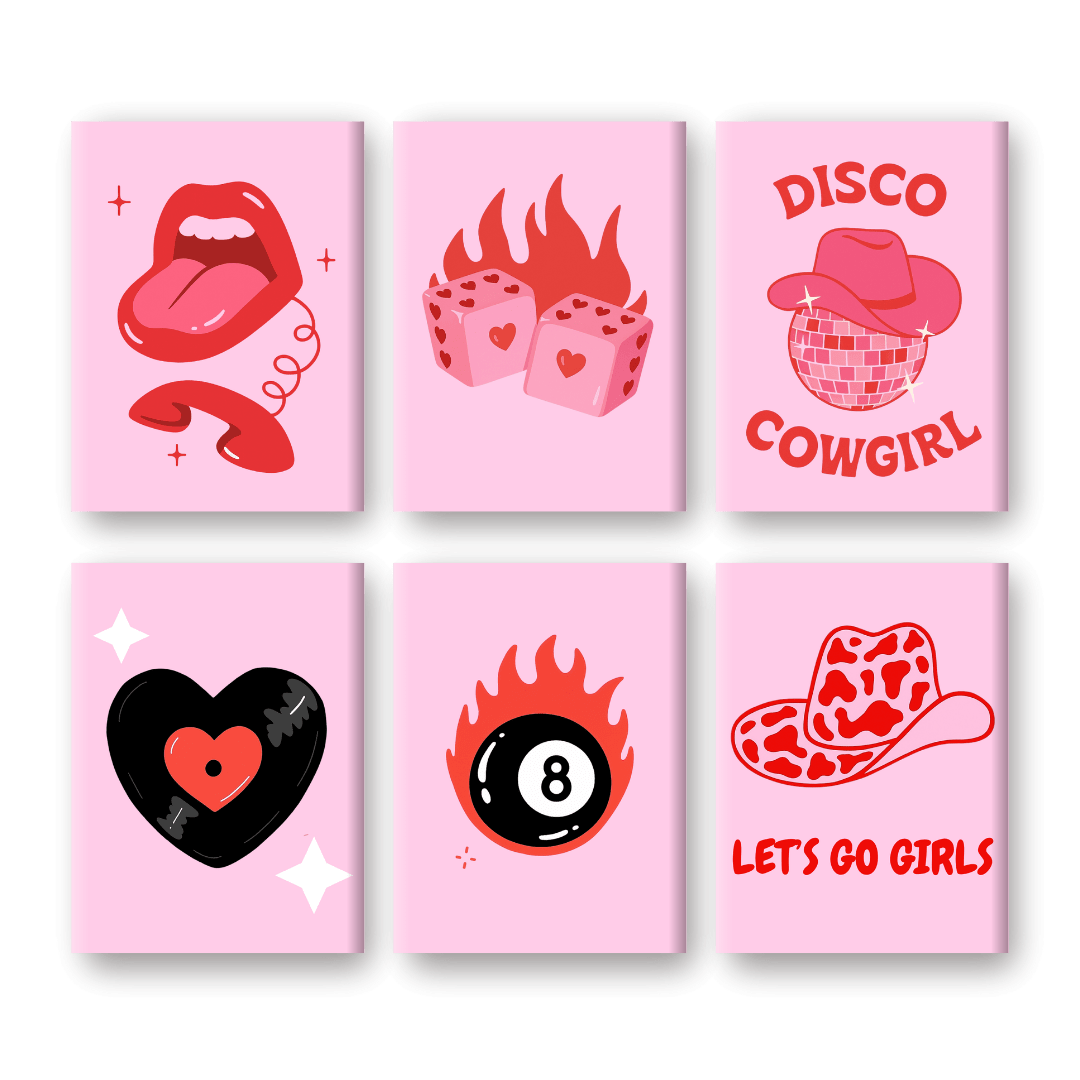 6 Mini Paintings - Disco Cowgirl Set- Paint by Numbers