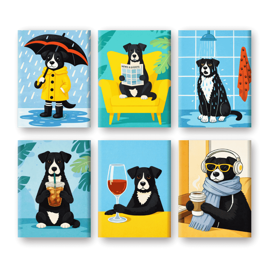 6 Mini Paintings - Dog Moments Set- Paint by Numbers