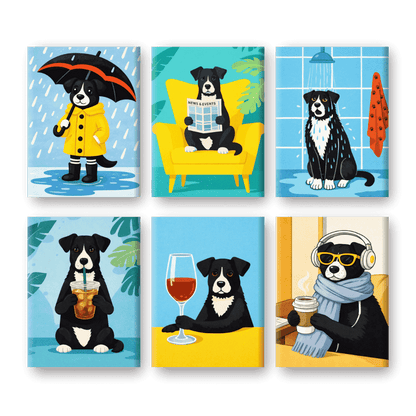 6 Mini Paintings - Dog Moments Set- Paint by Numbers