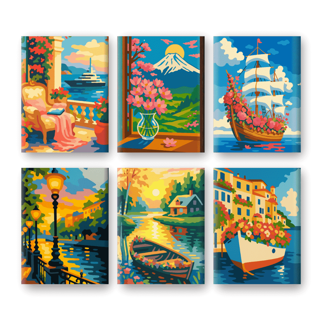6 Mini Paintings | Dreamy Destinations Set- Paint by Numbers