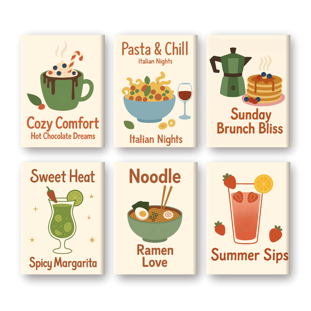 6 Mini Paintings - Drinks & Food Set- Paint by Numbers