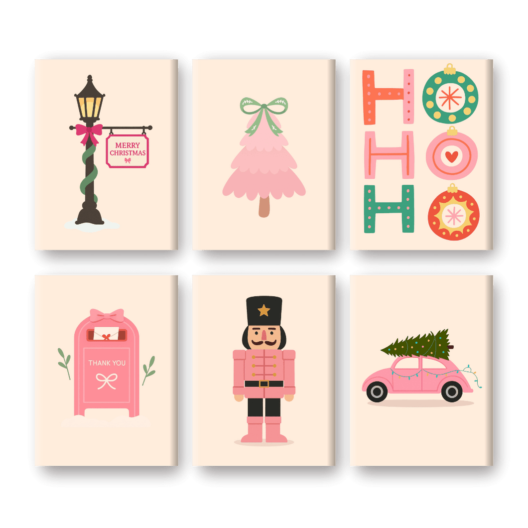6 Mini Paintings   Festive Pink Set