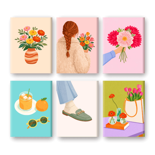 6 Mini Quadri - Flowers & Fashion Set-Dipingi con i Numeri