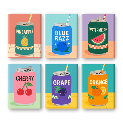 6 Mini Paintings - Fruity Soda Set- Paint by Numbers
