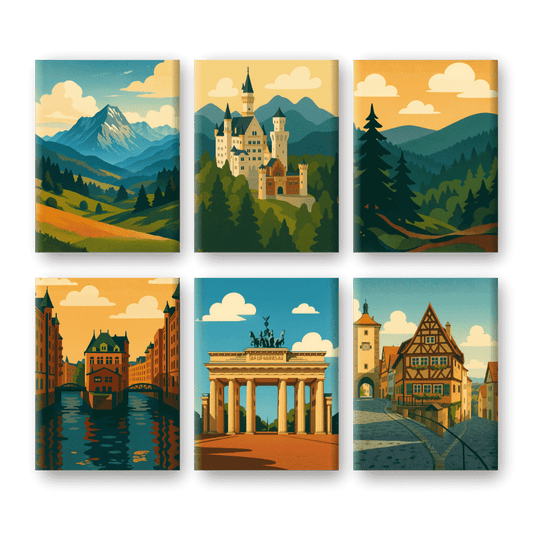 6 Mini Paintings - German Landscapes Set- Paint by Numbers