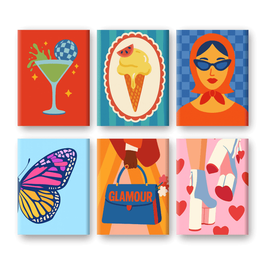 6 Mini Paintings - Glamour Set- Paint by Numbers