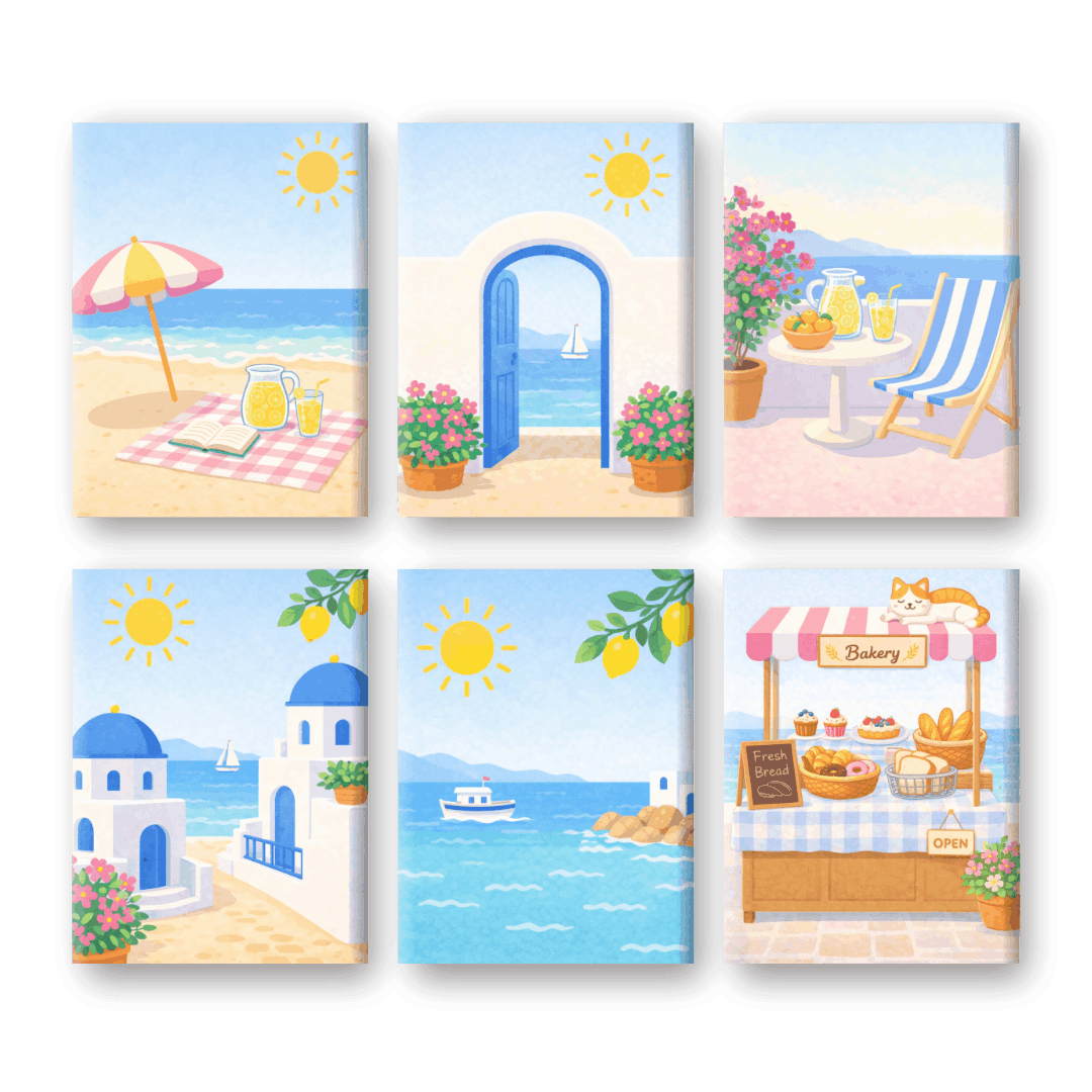 6 Mini Paintings - Greek Island Set- Paint by Numbers
