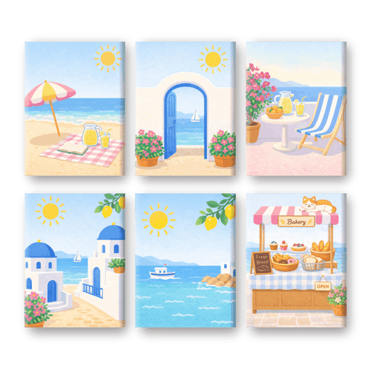 6 Mini Paintings - Greek Island Set- Paint by Numbers