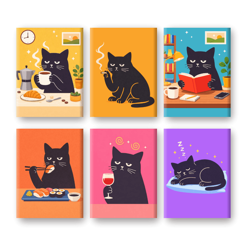 6 Mini Paintings - Grumpy Cat Set- Paint by Numbers